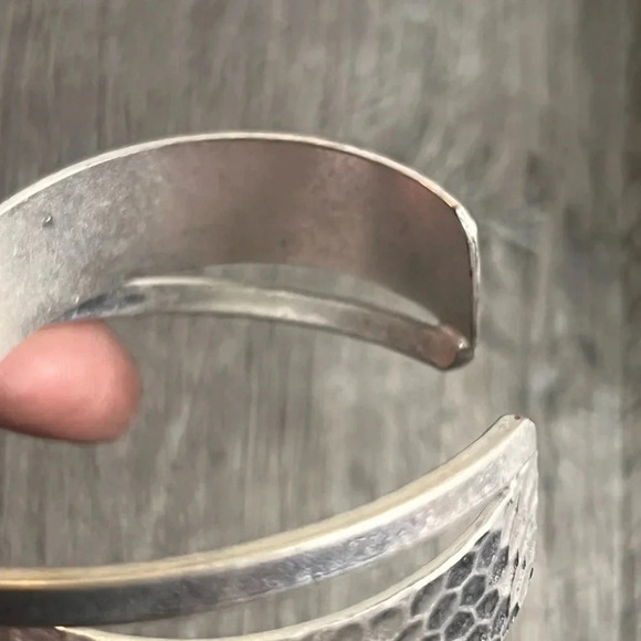 Hammered Silver Double Cuff Textured Bracelet - Picture 8 of 11